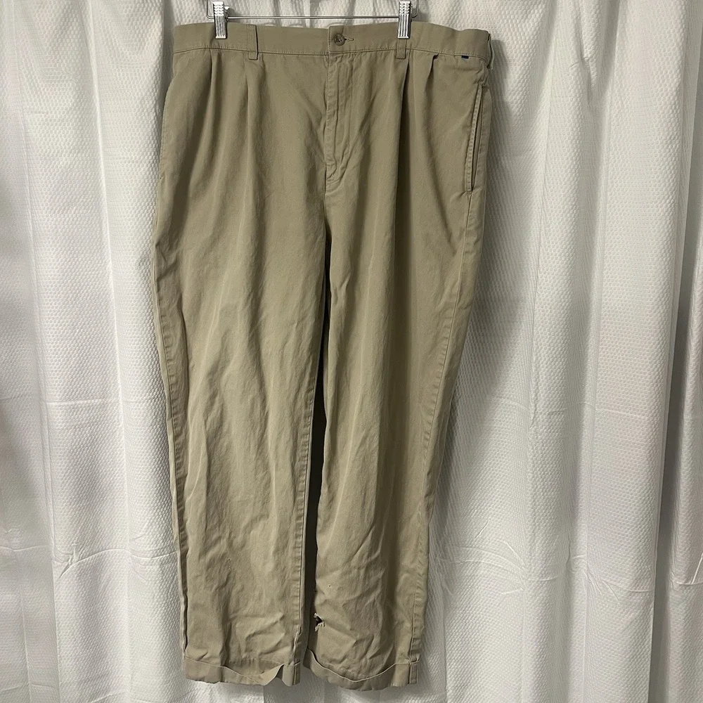 Polo Ralph Lauren Pants‎ Mens 38x32 Khaki Hammond Pleated Chino Cuffed READ